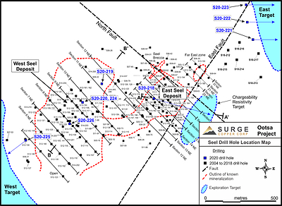 Figure 1: Seel Drill Hole Location Map (CNW Group/Surge Copper Corp.)