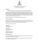 Africa Energy to Present at Pareto Securities Oil & Offshore Conference (CNW Group/Africa Energy Corp.)
