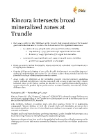 Kincora intersects broad mineralized zones at Trundle (CNW Group/Kincora Copper Limited)
