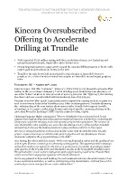 Kincora Oversubscribed Offering to Accelerate Drilling at Trundle (CNW Group/Kincora Copper Limited)