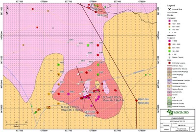 Figure 2: Manual Test Pit Locations, Mercy Concession – Pijili Project (CNW Group/Adventus Mining Corporation)