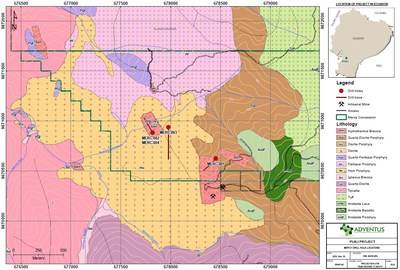 Figure 1: Mercy Drill Hole Location Map (CNW Group/Adventus Mining Corporation)