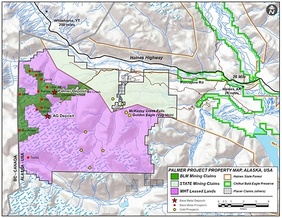 Figure 1: Palmer Project, SE Alaska, Mineral Tenure Map (CNW Group/Vizsla Copper Corp.)