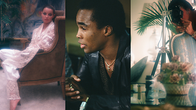 Image (L-R): Model and actress Sheila Kennedy photographed by Bob Guccione in September 1983; Boxer Sugar Ray Leonard at a press conference in 1981; Publisher Bob Guccione takes a photograph of Victoria Lynn Johnson in July 1977. The OG Collection.