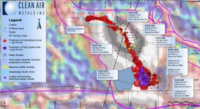 Figure 1: 2021 Drill Hole Intercepts in the Escape Lake Deposit Area (CNW Group/Clean Air Metals Inc.)