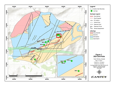 Figure 1. 2021 Drill Pads (CNW Group/Cantex Mine Development Corp.)