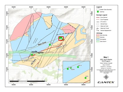 Map 1.  2021 drill pad locations at Main Zone. (CNW Group/Cantex Mine Development Corp.)