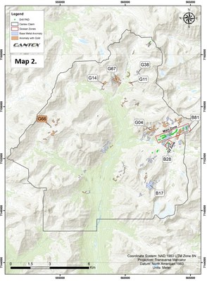 Map 2.  Location of G66 high grade copper anomaly. (CNW Group/Cantex Mine Development Corp.)