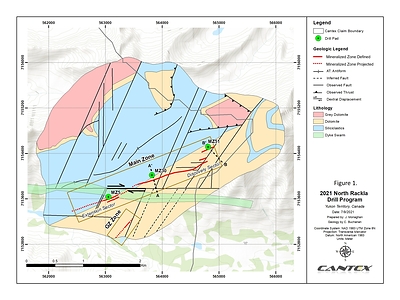 Figure 1. 2021 North Rackla Drill Program (CNW Group/Cantex Mine Development Corp.)