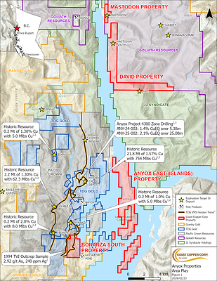 Figure 1: Coast Copper Anyox Area Mineral Claims (CNW Group/Coast Copper Corp.)