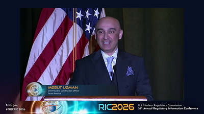 Mesut Uzman, Fermi America  Chief Nuclear Construction Officer, speaks at NRC Regulatory Information Conference 2026