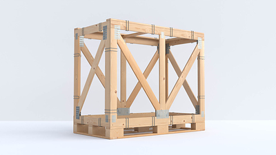 Clamp-Lock 100 is an open-style crate that uses patent-pending steel L-bracket fasteners designed for hand application during assembly. It is suited for commercial equipment, building materials, and infrastructure components.