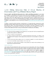Lundin Mining Announces Date of Annual Meeting of Shareholders and Filing of Modern Slavery Report (CNW Group/Lundin Mining Corporation)