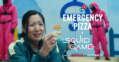 As the hit Netflix series Squid Game approaches its season two debut on Dec. 26, Domino’s is activating at Squid Game: The Experience to give away free Emergency Pizza for a year to players with the lowest scores – just in time for when they need it most.