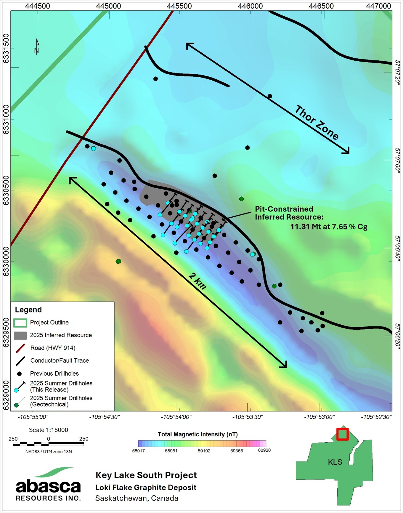 Figure 1: Map of the Key Lake South Project area showing the location of the Loki Flake Graphite Deposit.