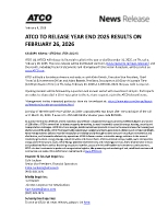 Pre- earnings ATCO Q4 Results (CNW Group/ATCO Ltd.)