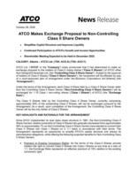 ATCO Makes Exchange Proposal to Non-Controlling Class II Share Owners (CNW Group/ATCO Ltd.)