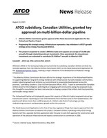 ATCO subsidiary, Canadian Utilities, granted key approval on multi-billion-dollar pipeline (CNW Group/ATCO Ltd.)