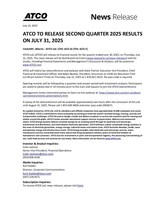 Pre-earnings news release (CNW Group/ATCO Ltd.)