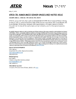 ATCO Senior Unsecured Notes Issue (CNW Group/ATCO Ltd.)