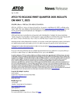 Pre- Earning ATCO Q1 2025 (CNW Group/ATCO Ltd.)