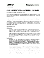 ATCO Q3 Earnings Release (CNW Group/ATCO Ltd.)