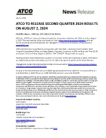 ATCO Pre- earnings Q2 (CNW Group/ATCO Ltd.)