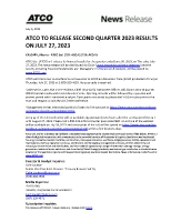 ATCO Pre- Earnings Q2 (CNW Group/ATCO Ltd.)