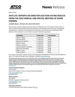 ATCO LTD. REPORTS ON DIRECTOR ELECTION VOTING RESULTS FROM THE 2022 ANNUAL AND SPECIAL MEETING OF SHARE OWNERS (CNW Group/ATCO Ltd.)