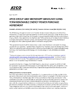 ATCO GROUP AND MICROSOFT ANNOUNCE LONG-TERM RENEWABLE ENERGY POWER PURCHASE AGREEMENT (CNW Group/ATCO Ltd.)
