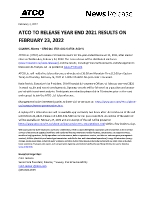 ATCO TO RELEASE YEAR END 2021 RESULTS ON FEBRUARY 23, 2022 (CNW Group/ATCO Ltd.)