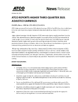 ATCO Reports Higher Third Quarter 2021 Adjusted Earnings (CNW Group/ATCO Ltd.)