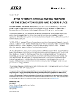 ATCO BECOMES OFFICIAL ENERGY SUPPLIER OF THE EDMONTON OILERS AND ROGERS PLACE (CNW Group/ATCO Ltd.)