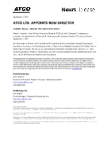 ATCO Ltd. Appoints New Director (CNW Group/ATCO Ltd.)