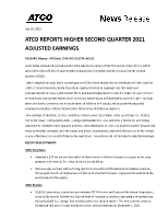 ATCO Reports Higher Second Quarter 2021 Adjusted  Earnings (CNW Group/ATCO Ltd.)
