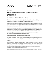 ATCO Ltd. Q1 2020 Earnings (CNW Group/ATCO Ltd.)