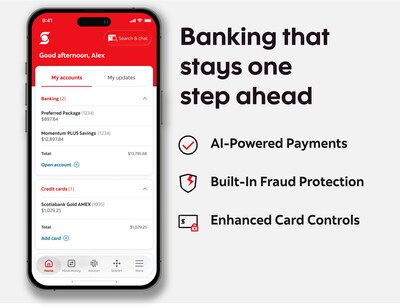 Scotiabank Digital Banking Update: Latest Enhancements Include More AI-Powered Personalization and Fraud Prevention Features (CNW Group/Scotiabank)