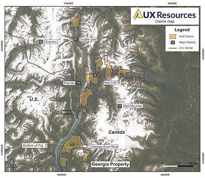 Figure 1. AUX Claims (CNW Group/AUX Resources Corporation)