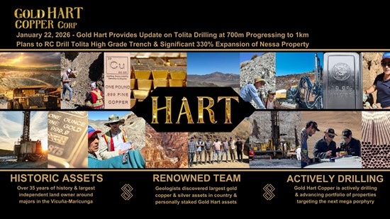 Cannot view this image? Visit: https://images.newsfilecorp.com/files/10786/281222_hart_-_gold_hart_copper_-_tolita_drilling_update_and_nessa_3_3x_expansion_550.jpg