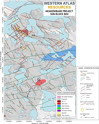 Figure 2: Sub-Block B04 - Interpretation Map over the Domain Permissivity Map (CNW Group/Western Atlas Resources)