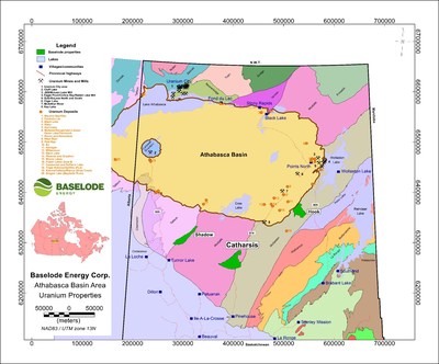 Baselode Energy Corp. - Athabasca Basin Area - Uranium Properties (CNW Group/Baselode Energy Corp.)