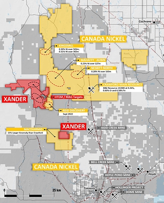 Figure 1 - Location of Xander's Claims in the Timmins Camp (CNW Group/Xander Resources Inc.)