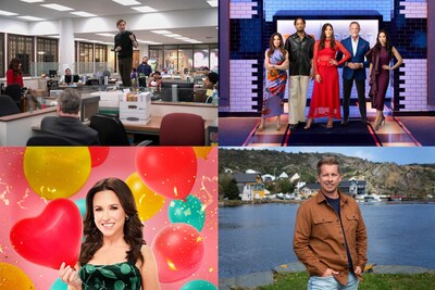 Clockwise: The Paper, Top Chef Canada, Rock Solid Builds, Celebrations with Lacey Chabert (CNW Group/Corus Entertainment Inc.)
