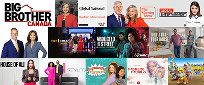 [L to R: Big Brother Canada, Global National, The Morning Show, Global BC Reporters Chris Gailus and Sophie Lui, Top Chef Canada, Abducted Off the Street: The Carlesha Gaither Story, Don’t Hate Your House, House of Ali, Styled, Popularity Papers, Mistletoe Murders - Poison in a Pear Tree - Part 1, Rubble & Crew] (CNW Group/Corus Entertainment Inc.)