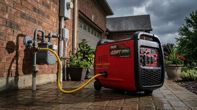 A Erayak 6800PT Tri-fuel Inverter Generator is connected to a home NG pipeline