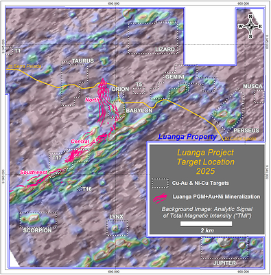Figure 1 – Luanga mineral property and current targets (CNW Group/Bravo Mining Corp.)