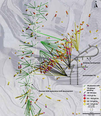 Figure 3 - Plan View of Archimedes Underground (CNW Group/i-80 Gold Corp)