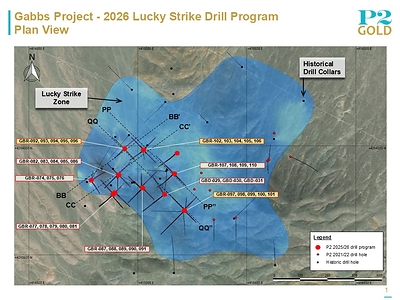 Lucky Strike Plan View (CNW Group/P2 Gold Inc.)
