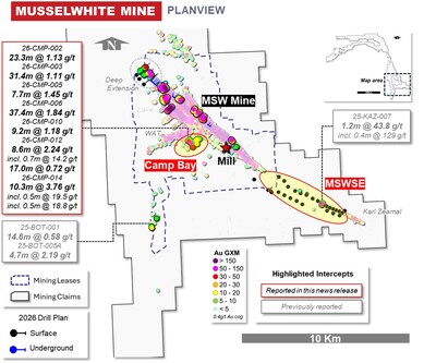 Figure 3: Camp Bay Surface Plan Drill Result Highlights (CNW Group/Orla Mining Ltd.)