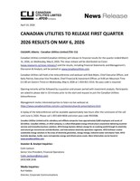 Pre-earnings Canadian Utilities Q1 2026 (CNW Group/Canadian Utilities Limited)